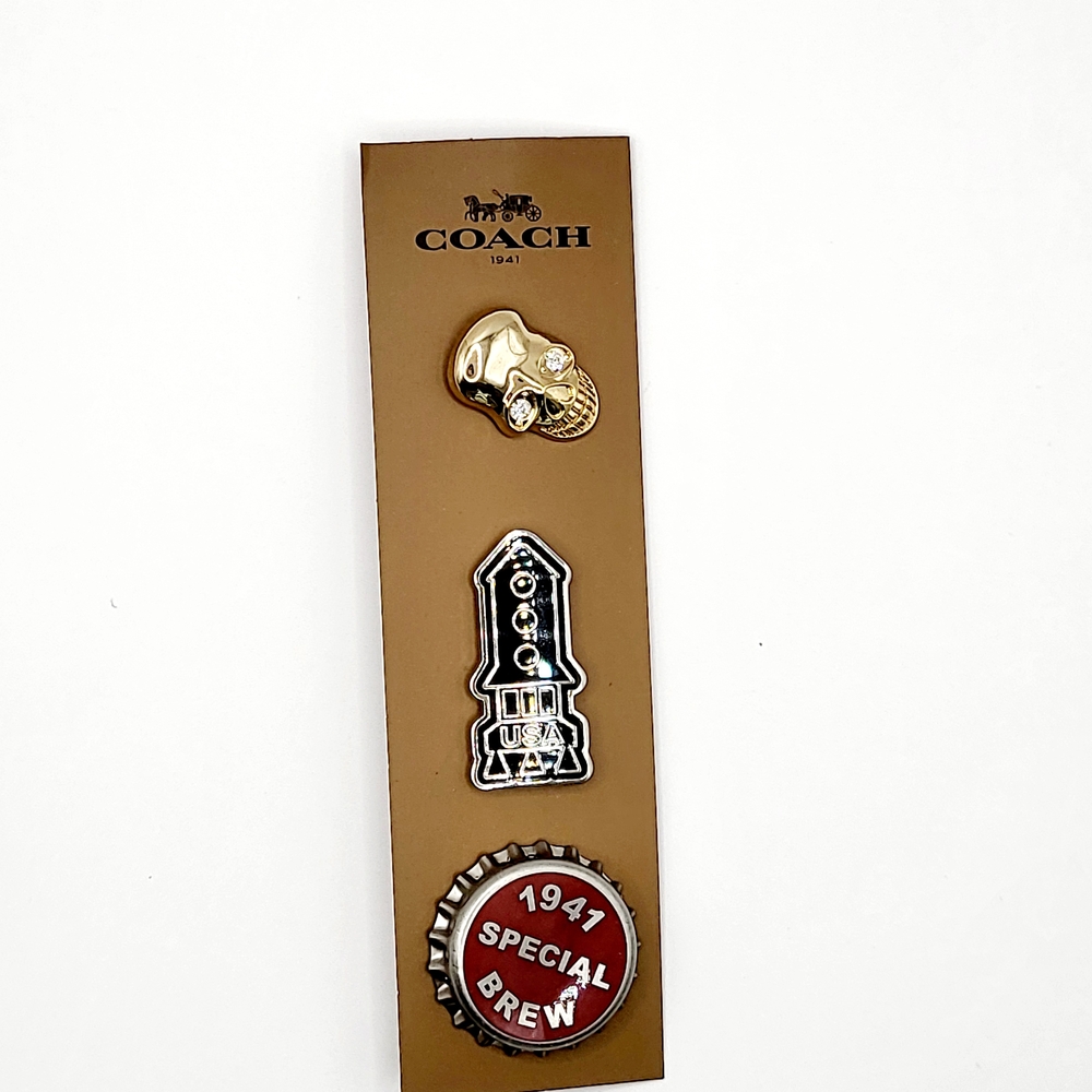 Coach Pin Set - Bottle Cap, Skull Head, and Rocket (Rare)